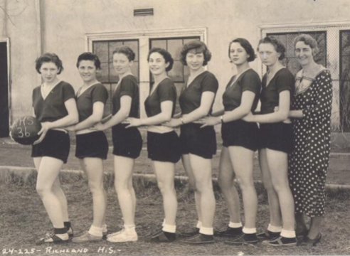 Grandma (2nd from left) and the Richland High School team