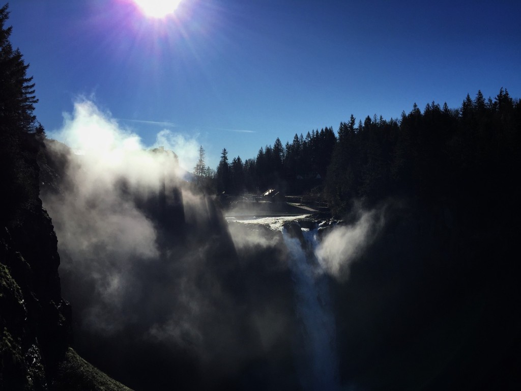 Wordless Wednesday 3-18-15:  Winter Sun over Snoqualmie Falls